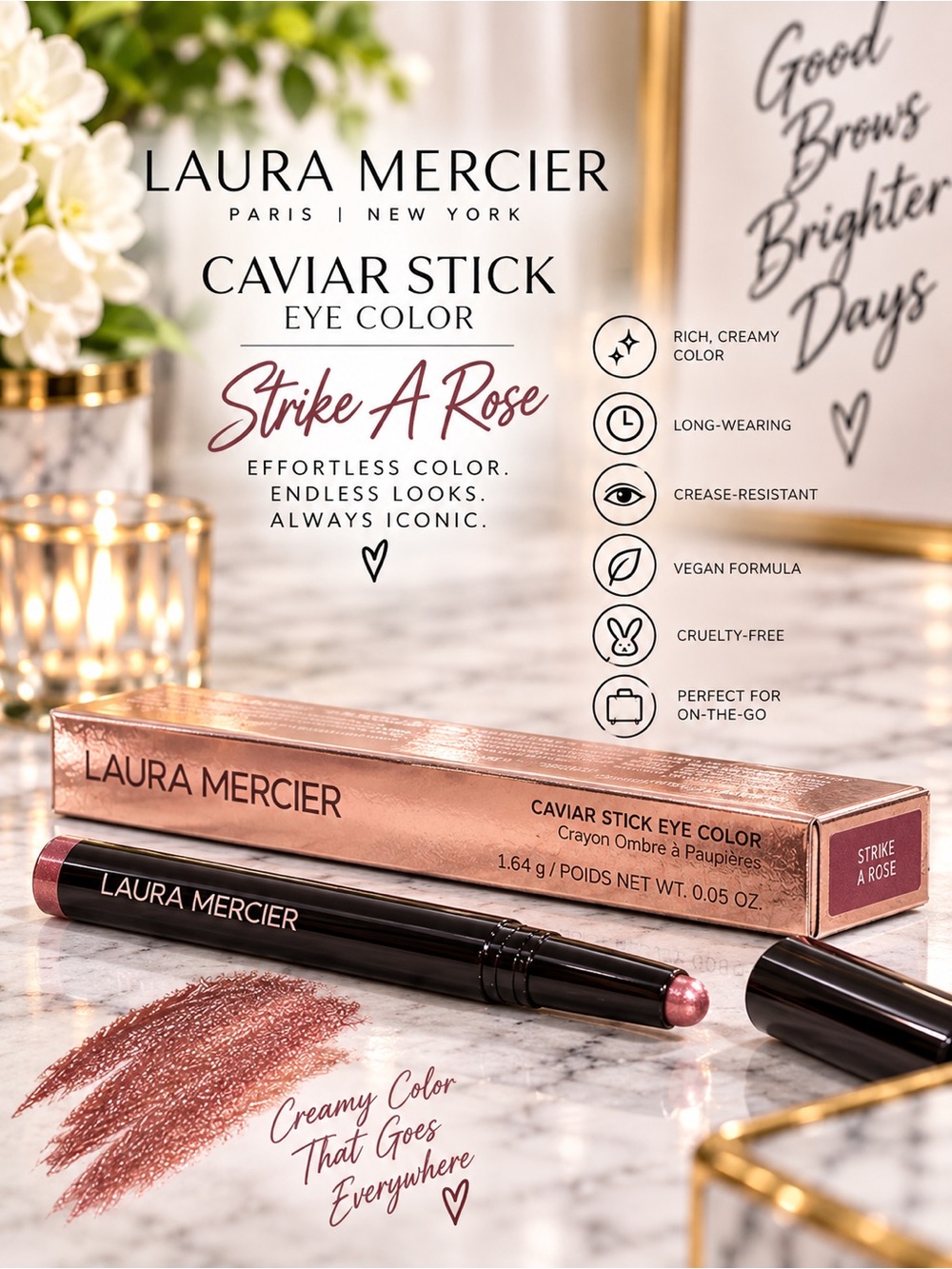 Laura Mercier Caviar Stick Eye Color Strike A Rose Full Size RoseGold Shadow